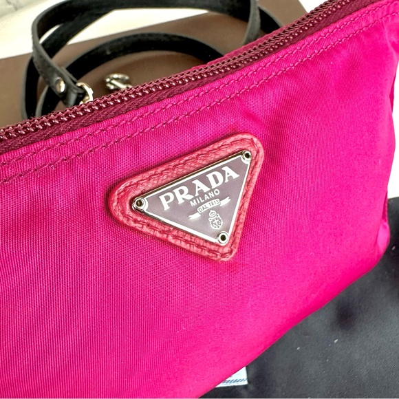PRADA pink nylon Pouch Crossbody bag with strap - Picture 6 of 14